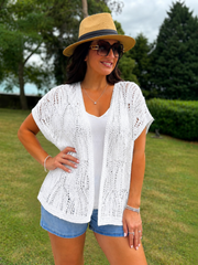 White Crochet Sequin Cardi Isla