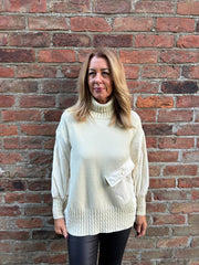 Antique Cream Quilted Roll Neck Knit Amy