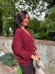 Wine Cosy Knit Cardi Sofia