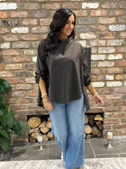 Chocolate Broderie Anglaise Top Judith