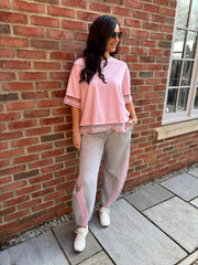 Grey Stripe Barrel Leg Joggers