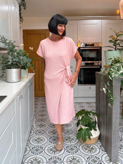 Pink Textured Tie Dress Corrina