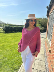 Lipstick Lurex Knitted Wrap Jumper Nell