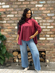 Wine Broderie Anglaise Top Judith