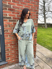 Khaki Floral Butterfly Top Reeva