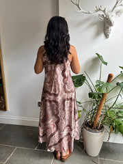 Mocha Vintage Paisley Dress Odette