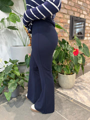 Navy Flared Pull on Trousers