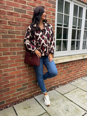 Wine Leopard Quilted Coat Adele