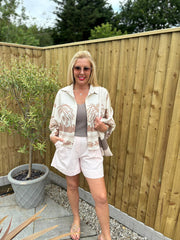 Tan Coastal Print Shirt Elsa