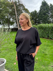 Black Drawstring Hem Top Judy