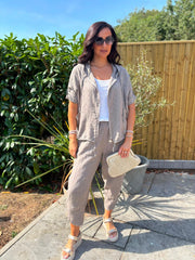 Mocha Hooded Zip Jacket Set Willa