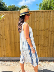 Navy Brushed Stripe Panel Dress Jodie