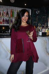 Wine Ruch Sequin Detail Top Avril