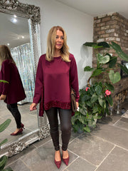 Wine Sequin Dipped Hem Sweat Top Lola