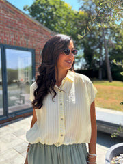 Lemon Bubble Hem Striped Shirt Emma