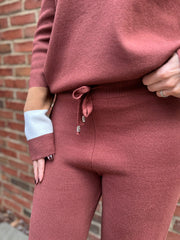 Chocolate Drawstring Knitted Trousers Ophelia