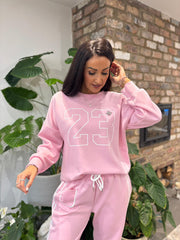 Pink Numeric Print Leisure Set Amber