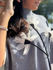 Charcoal Applique Floral Knit Tanya