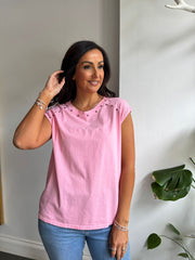 Pink Star Embellished Top Esther