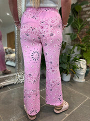 Candy Pink Paisley Bubble Cotton Trousers Alina