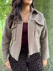Mocha Boucle Zip Jacket Estella