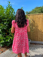 Red Bubble Cotton Leopard Dress Crystal