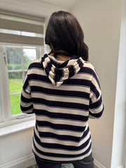 Navy Stripe Hooded Top Rae