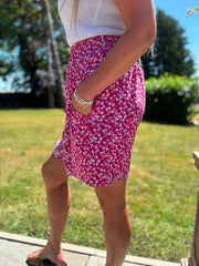 Lipstick Pink Ditsy Floral Shorts Lyra