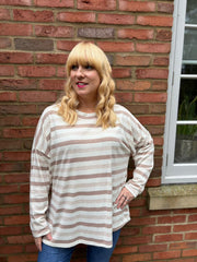 Mocha Stripe Long Sleeve Top Yasmin