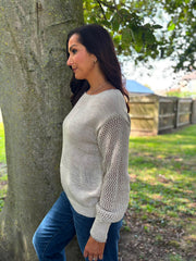 Stone Pointelle Panel Knit Angela
