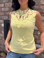 Lemon Crochet Floral Ribbed Vest Olivia