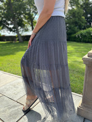 Charcoal Tiered Mesh Tulle Skirt