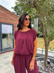 Wine Two Piece Trouser Set Sara