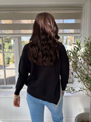 Black Asymmetric Fringed Sparkled Sweatshirt Millie