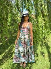 Khaki Abstract Patterned Dress Odette