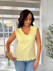 Lemon Ruffle Lace Vest Lola