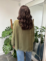 Khaki Pussy Bow Blouse Ellis