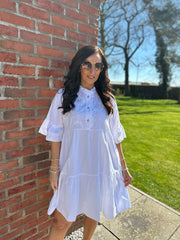 White Embroidered Ruffle Dress Taylor