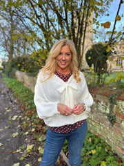 Winter White Knitted Tie Front Jumper Libby