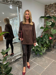 Chocolate Diamante Flower Top Kinsley