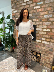 Shimmer Leopard Wide Leg Trousers