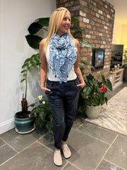 Navy Coated Trousers Sasha