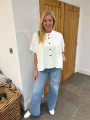 White Button Front Knit Zelda