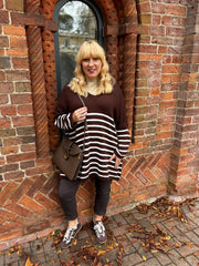 Chocolate Stripe Knitted Jumper Anne
