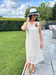 Gold Open Knit Shimmer Dress Flora