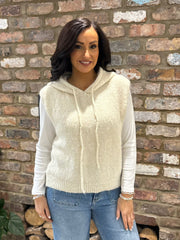 Stone Sleeveless Knitted Hoodie Sherida