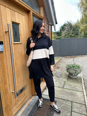 Black Block Stripe Sweat Dress Eva