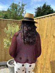 Wine Gathered Loose Knit Paige