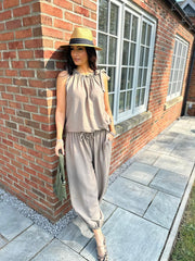 Mocha Sleeveless Tie Detail Co-Ord Ashley