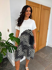 White Half Checked Pocket Dress Amelia